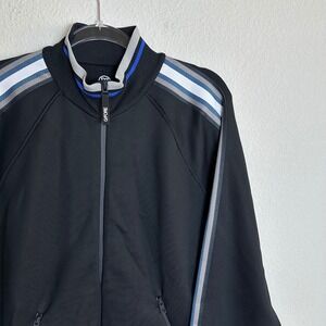 G/FORE Onyx Black Full Zip Track Jacket women's XL Striped Sleeve Portugal NEW